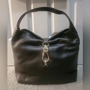 Dooney & Bourke Brown Leather Belvedere Logo Lock Shoulder Bag Tote